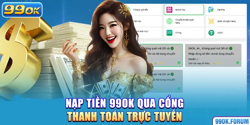 Nạp tiền 99OK qua cổng thanh toán trực tuyến